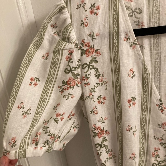 Reformation Weiss 100% Linen Wrap Dress in Heath - Picture 7 of 8